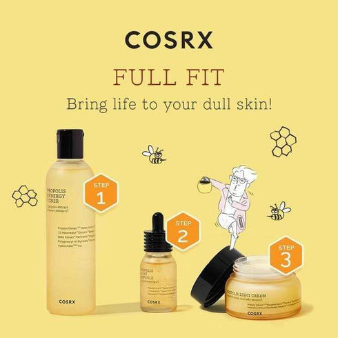 Bucură-te de un ten luminos, neted și sănătos cu setul Propolis Full Fit de la COSRX. Recomandat pentru ten mixt, uscat sau problematic, cu efect calmant și nutritiv. wowskin.ro